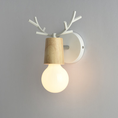Бра с рожками DEER A Wood/white