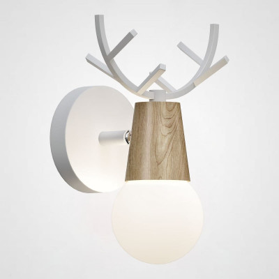 Бра с рожками DEER A Wood/white