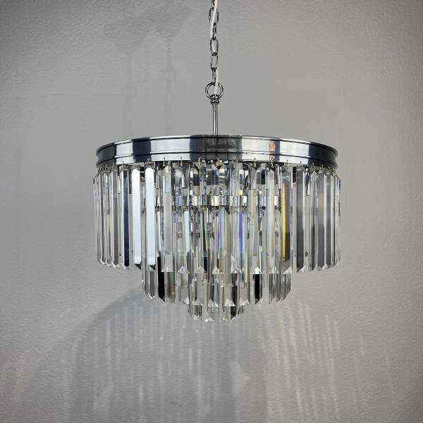 Люстра RH 1920S ODEON CLEAR GLASS FRINGE 3-TIER CHANDELIER chrome от ImperiumLoft