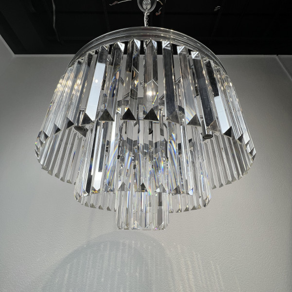 Люстра RH 1920S ODEON CLEAR GLASS FRINGE 3-TIER CHANDELIER chrome от ImperiumLoft