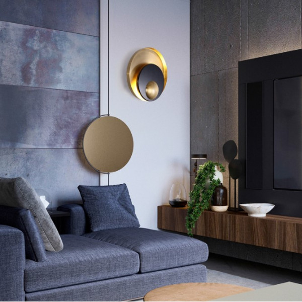 Бра Джаггер Black WALL LAMP round gold от ImperiumLoft