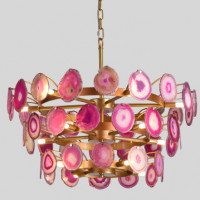 Люстра Agate Burst Chandelier 3 Round pink D70