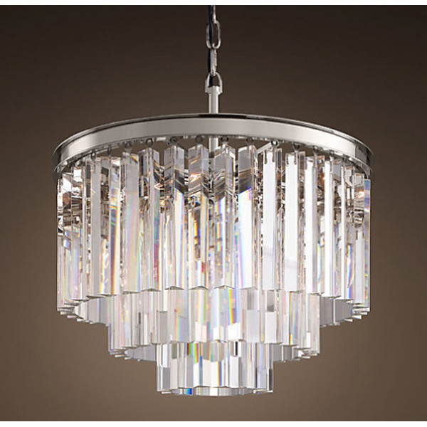 Люстра RH 1920S ODEON CLEAR GLASS FRINGE 3-TIER CHANDELIER nickel 36 см от ImperiumLoft