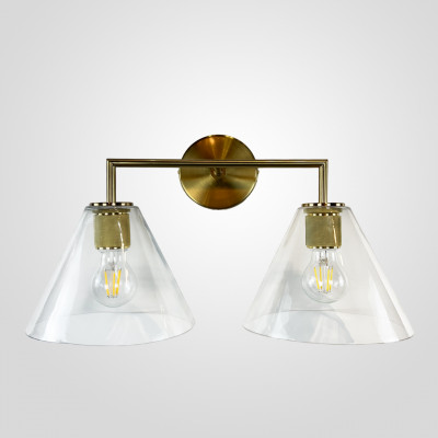 Бра RH Utilitaire Funnel Shade Double Sconce Brass
