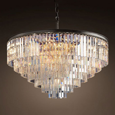Подвесная люстра RH 1920s Odeon Clear Glass Fringe Chandelier D80