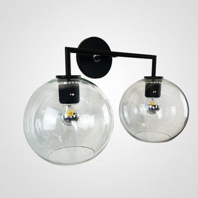 Бра RH Utilitaire Globe Shade Double Sconce Black