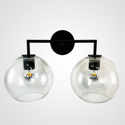 Бра RH Utilitaire Globe Shade Double Sconce Black