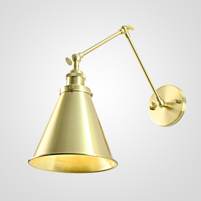 Бра Gloce Cone Shade Loft Industrial Metal Tall Gold