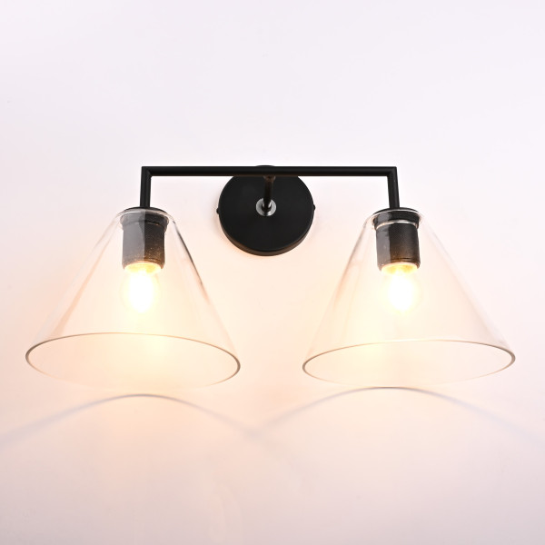 Бра RH Utilitaire Funnel Shade Double Sconce Black Бра RH Utilitaire Funnel Shade Double Sconce Black
