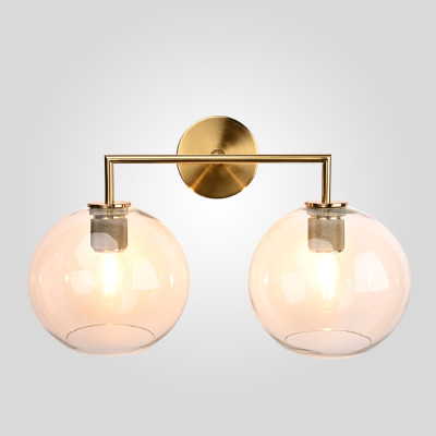Бра RH Utilitaire Globe Shade Double Sconce Brass