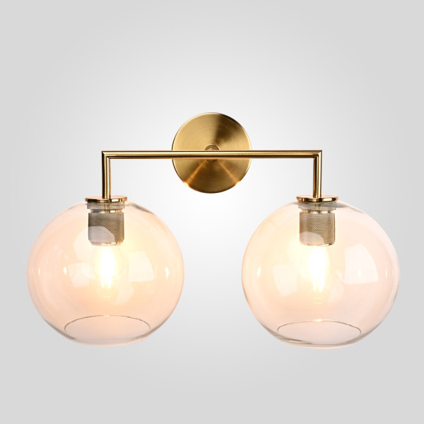 Бра RH Utilitaire Globe Shade Double Sconce Brass
