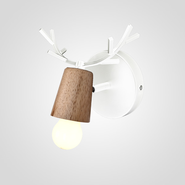 Бра с рожками DEER A Wood/white