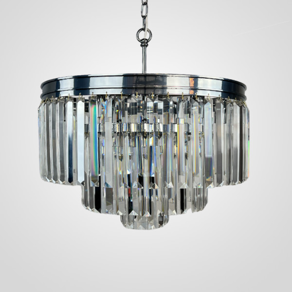 Подвесная люстра RH 1920S ODEON CLEAR GLASS FRINGE 3-TIER CHANDELIER chrome