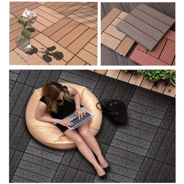 Садовая плитка ДПК 30x30 BLACK SH-WPCSG-4H-20 , террасный паркет