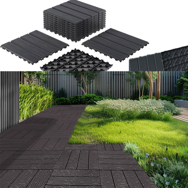 Садовая плитка ДПК 30x30 BLACK SH-WPCSG-4H-20 , террасный паркет