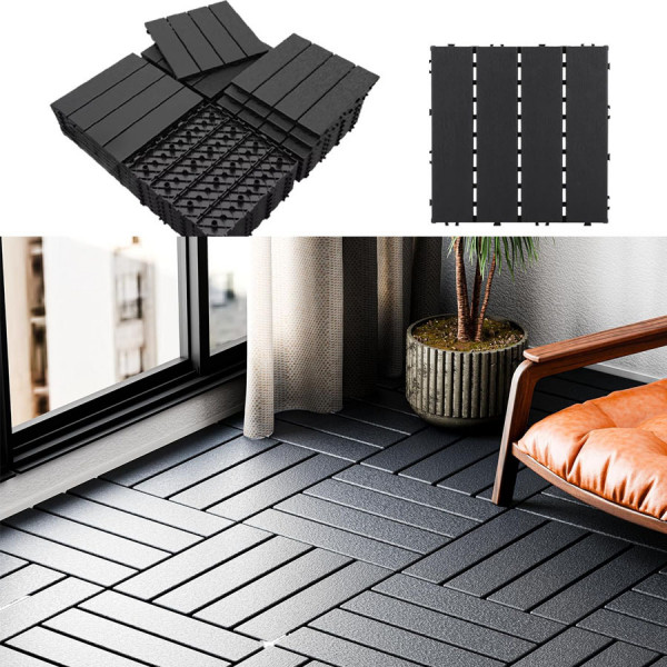 Садовая плитка ДПК 30x30 BLACK SH-WPCSG-4H-20 , террасный паркет