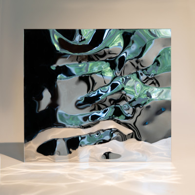 Декоративная нержавеющая сталь Водная рябь Big Water Хром MTL14750  — 3000-1220-0.5 мм