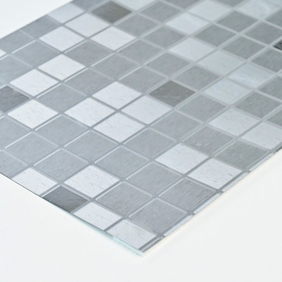 Стеновая панель PREMIUM WR-MOS01 Фактурное серебро "Клетка" - 2800*1220*5 мм