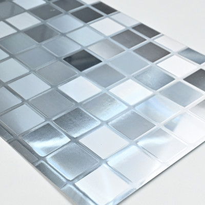 Стеновая панель PREMIUM WR-SLD01 Фактурный хром "Клетка" - 2800*1220*5 мм