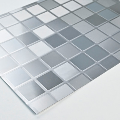 Стеновая панель PREMIUM WR-SLD01 Фактурный хром "Клетка" - 2800*1220*5 мм