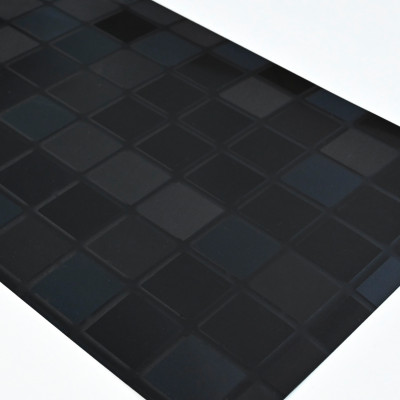 Стеновая панель PREMIUM WR-SLD02 Фактурный чёрный металл "Клетка" - 2800*1220*5 мм