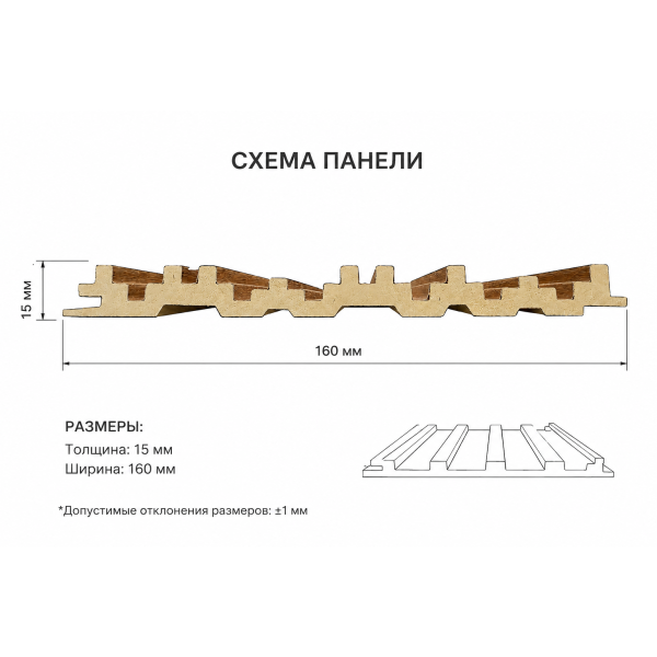 Реечная стеновая панель REC1235 3000-160-15